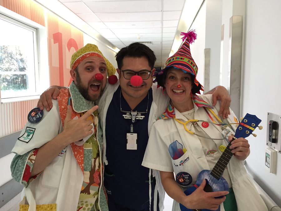Dr Sud with the Clown Doctors program